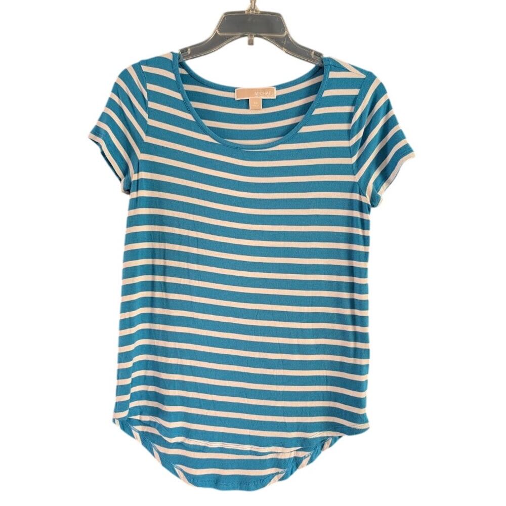 MICHAEL Michael Kors Tee Womens XS Striped Dress Blue White Tshirt Bright Spring